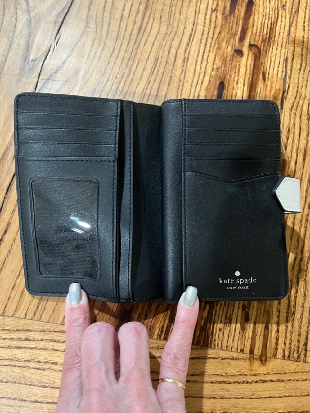 kate spade Two-Tone White and Light Gray Saffiano Wallet - Picture 3 of 5